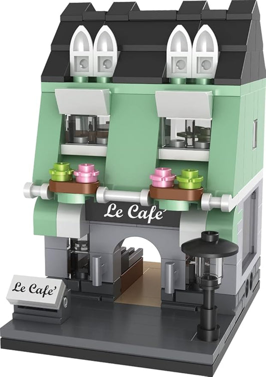 Brick Loot Exclusive Mini City Le Cafe Parisian Restaurant Boutique Modular - Custom Designed Model - Compatible with Lego and Other Major Brick Brands