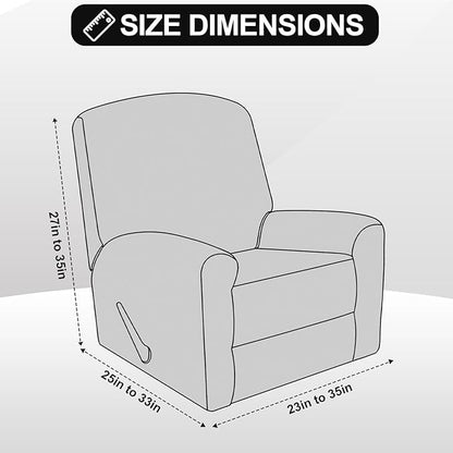 FestiCorp Recliner Chair Covers Real Velvet 4-Pieces Recliner Covers for Small Lazy Boy Recliner Chair Stretch Recliner Sofa Slipcovers Furniture Protector with Side Pocket & Elastic Bottom, Black