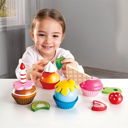 Hape Cupcakes | Colorful Wooden Cupcakes, Children’S Pretend Play Food Kitchen Toy
