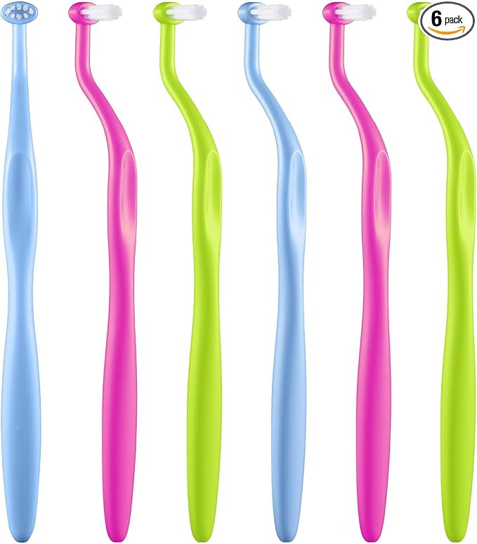 End Tuft Toothbrush, Orthodontic Toothbrush Small Head, Ultra Soft Gum Brushes for Braces, Implants, Retainers and Teeth Detail Cleaning, 6 Pcs