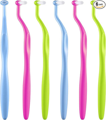 End Tuft Toothbrush, Orthodontic Toothbrush Small Head, Ultra Soft Gum Brushes for Braces, Implants, Retainers and Teeth Detail Cleaning, 6 Pcs