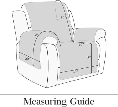 TOMORO Non-Slip Oversized Recliner Cover, 100% Waterproof Quilted Recliner Chair Slipcover Furniture Protector with Pockets, Washable Couch Cover with Elastic Straps for Kids and Pets
