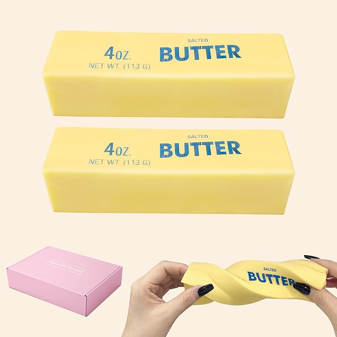 2 Pack Slow Rising Squishy Butter Stick ,Squeeze Butter Toy, Stress Balls，Stress Relief & Fidget Toys,Realistic Food Squishies Fidget Toys, Gifts, Party Favors (2PCS)
