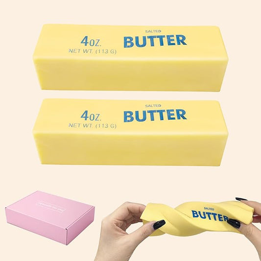 2 Pack Slow Rising Squishy Butter Stick ,Squeeze Butter Toy, Stress Balls，Stress Relief & Fidget Toys,Realistic Food Squishies Fidget Toys, Gifts, Party Favors (2PCS)