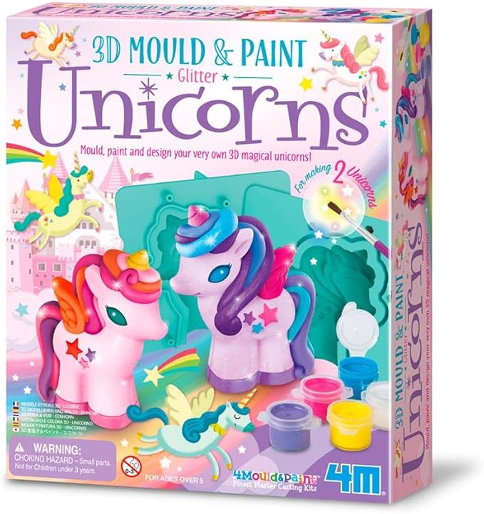 4M | Mould and Paint | 3D Unicorns | Mould, Paint and Design 3D Magical Unicorns | Kids Age 3+,Pink
