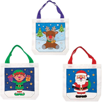 Baker Ross Ltd Christmas color In Fabric Bags, Festive Arts and Crafts (Pack of 3)