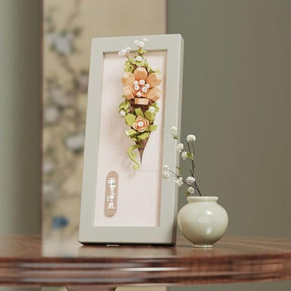 Painting Wall-Hangable Four Seasons Flowers Idea Frame Building Blocks, Wall-Hangable Wall Art Flower Frame Series, Lily、Orchid and Rose, Compatible with Lego 630 Building Accessory (243 PCS)