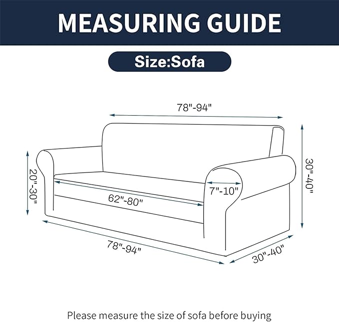 2025 New Stretch Sofa Slipcovers Couch Cover for 3 Cushion Furniture Protector Sofa Covers with Elastic Bottom Jacquard Fabric Small Checks for Pets, Kids -Sofa, Tan