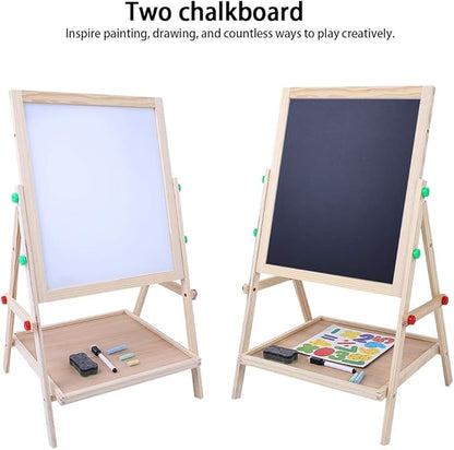 JTLB 2 in 1 Double Side Baby Kids Child Standing Art Wooden Drawing Board