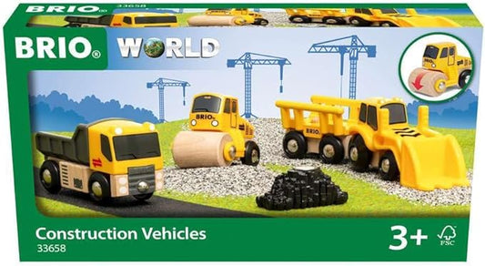 BRIO Construction Vehicles - Premium Wooden Toy Train Set | Fun and Educational | Easy Magnetic Couplings | FSC Certified Wood | Ideal Christmas or Birthday Gift