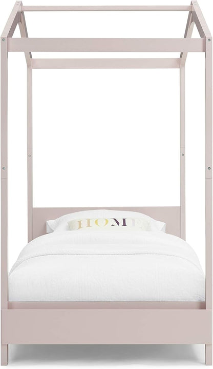 Delta Children Poppy House Wood Twin Bed, Platform Bed - No Box Spring Needed, Blush Pink