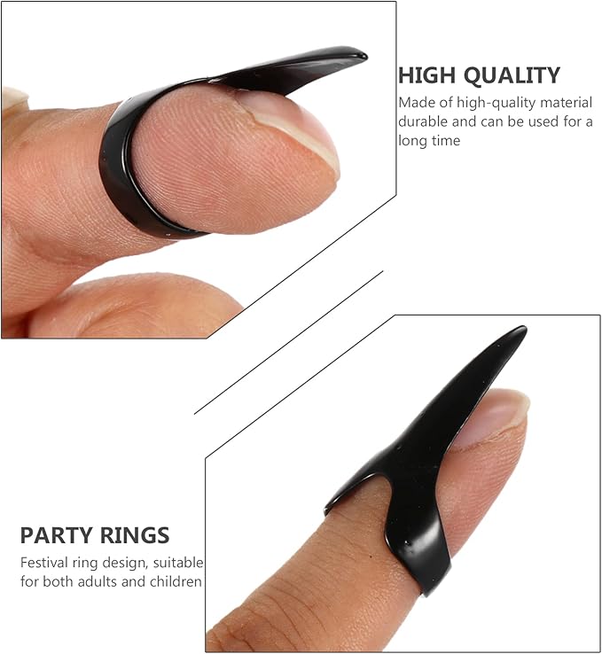 Beaupretty 8Pcs Halloween Costume Claws Fake Nail Rings Metal Gothic Punk Full Finger Rings Fingertip Nail Art Decoration Halloween Party Favor