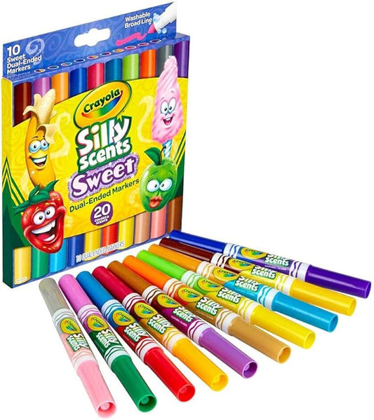 Crayola Silly Scents Dual Ended Markers, Sweet Scented Markers, 10 Count, Gift for Kids, Age 3, 4, 5, 6