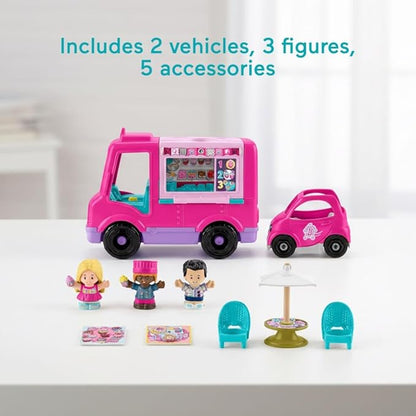 Fisher-Price Little People Barbie Toddler Toy Cupcake Truck Musical Playset with 9 Pieces for Pretend Play Kids Ages 18+ Months (Amazon Exclusive)
