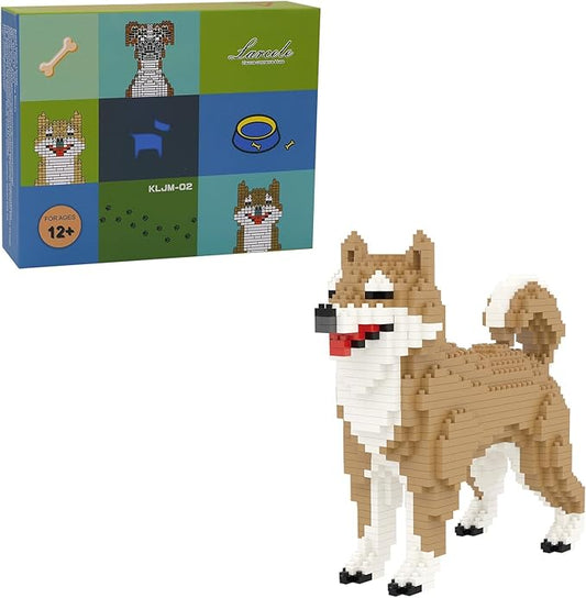 Larcele Micro Dog Building Blocks Mini Pet Building Toy Bricks, 814 Pieces KLJM-02(Male Shiba Inu)