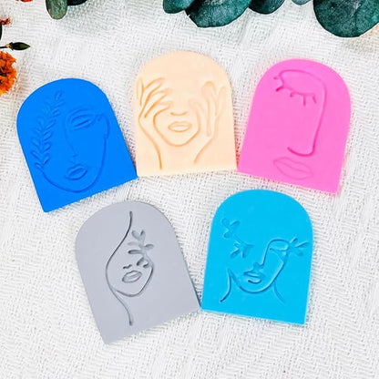 Polymer Clay Cutters Line Face Set – 6PCS Abstract Portrait Clay Cutters for Polymer Clay Jewelry, Clay Earring Cutters with Arch Shape and Face Texture Molds, Clay Tools for Artistic Earrings