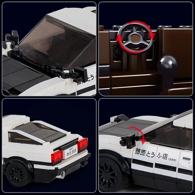 Mould King AE86 Initial D Car Models Building Sets with Display Case, 27013 Collectible Model Car Kits Race Car Building Blocks, Speed Champion Car Building Kits for Adults Kids 8+(399 PCS)