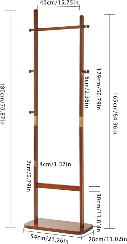 Coat Rack Tree Stand with Very Sturdy Base, Freestanding Small Clothes Rack Heavy Duty, Garment Hanging Racks for Kids and Adults, Space Saving Brown USYD-203