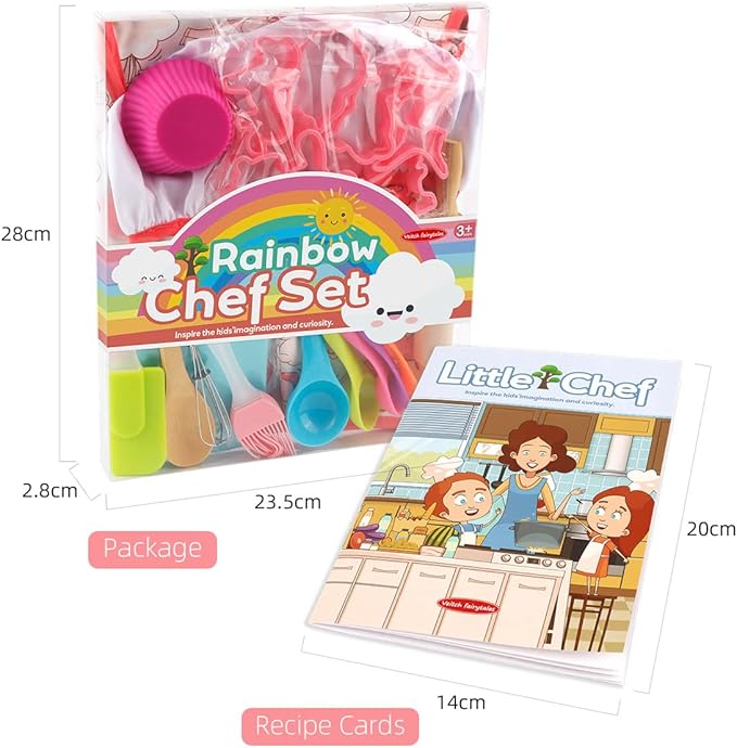 TOONRAIN Kids Cooking and Baking Set Chef Hat and Apron Dress Up Kitchen Costume Boys Girls Toys Birthday Christmas Gift