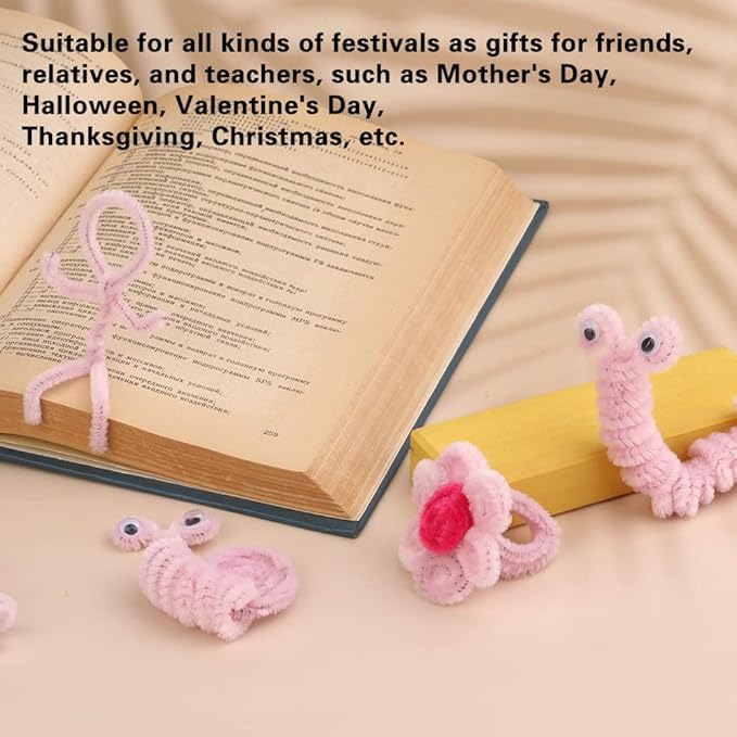 100 Pieces Pipe Cleaners Chenille Stem, Solid Color Pipe Cleaners Set for Pipe Cleaners DIY Arts Crafts Decorations, Chenille Stems Pipe Cleaners (Light Pink)