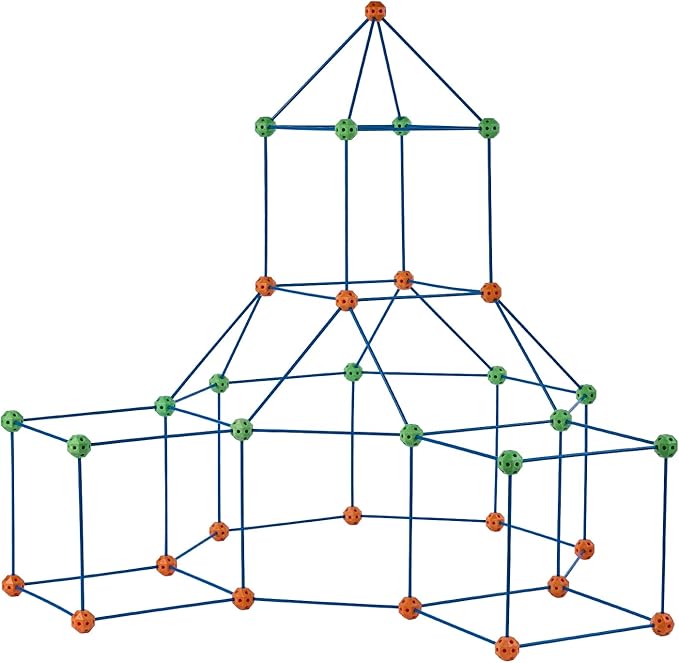 VEVOR Fort Building Kit for Kids, 120PCS STEM Building Toys, Educational Gift for 4 5 6 7 8+ Year Old Boys & Girls, Indoor Outdoor Play Tent Builder Set Construction Toys with 80 Rods and 40 Balls