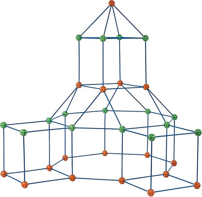 VEVOR Fort Building Kit for Kids, 120PCS STEM Building Toys, Educational Gift for 4 5 6 7 8+ Year Old Boys & Girls, Indoor Outdoor Play Tent Builder Set Construction Toys with 80 Rods and 40 Balls