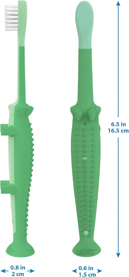Dr. Brown's Baby and Toddler Toothbrush - Crocodile, BPA Free - Age 1-4Y