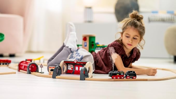 BRIO World 33884 Battery-Operated Steaming Train – Press Action Button 3 Sec for Real Cool-to-Touch Steam | Enhances Motor Skills & Imagination for Kids Age 3 and Up