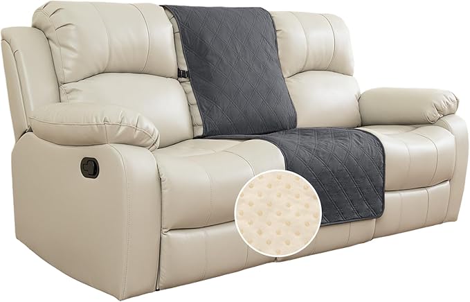 TOMORO Non-Slip Oversized Recliner Sofa Cover - 100% Waterproof Recliner Chair Slipcover Furniture Protector, Washable Couch Cover with Elastic Straps for Dog and Kids, Dark Gray, 30 Inch Middle