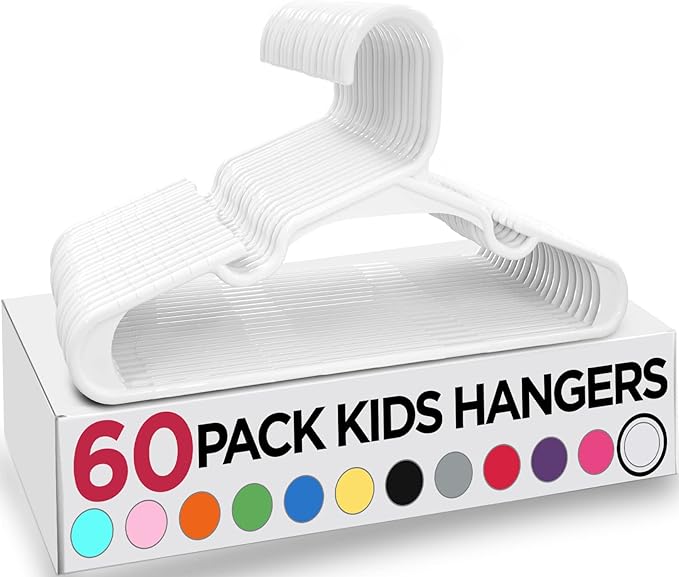 Utopia Home 60 Pack Kids Hangers - 11.5 Inch Plastic Baby Hangers for Closet - Childrens Hanger for Clothes & Infant Hanger for Closet (White)