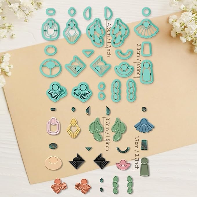 ORIGACH 25 Pcs Gemstone Shaped Polymer Clay Cutters Set Earring Clay Cutter DIY Craft Supplies for Earring and Jewelry Making
