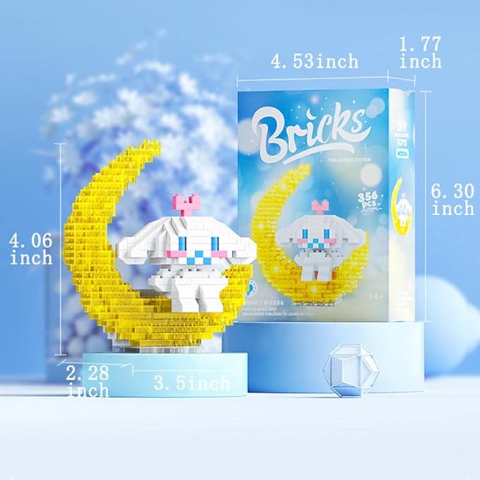 Cinnamoroll Dog Mini Cartoon Building Block with Led Lighting Kit,Cute Anime Figures Toys Desk Accessories,Birthday Gift for Adult Kids Ages 6+,356PCS