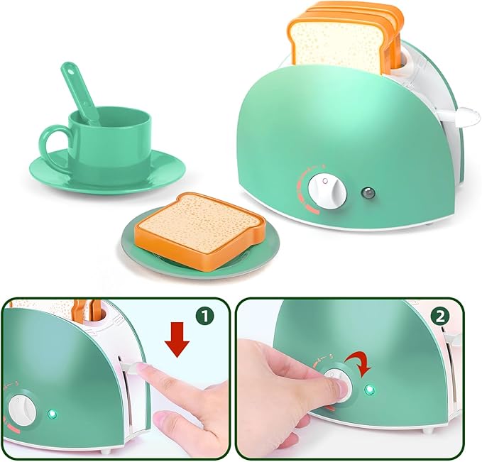 Play Kitchen Toys,Pretend Play Kitchen Appliances Toy Set with Coffee Maker, Blender, Mixer, Toaster, Toys for 3 4 5 6 7 8 Year Old, Birthday Gifts for Kids