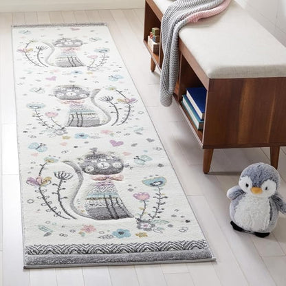 SAFAVIEH Carousel Kids Collection Runner Rug - 2'3" x 6', Ivory & Pink, Non-Shedding & Easy Care, Ideal for High Traffic Areas for Boys & Girls in Playroom, Nursery, Bedroom (CRK187A)