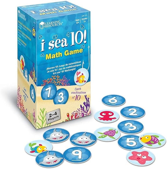 Learning Resources I Sea 10! Game, Math Games, Addition and Subtraction, Homeschool & Classroom Math Games, Educational, Includes 100 Cards, Ages 6+