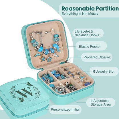 Charm Bracelet Making Kit, Kid Jewelry Making Kit for Girls 8-12, Unicorn Craft Kits for Teen Girls Toys Ages 3-10 Years Old Girl Gifts Trendy Stuff Birthday Christmas Gift with Initial Jewelry Box- W