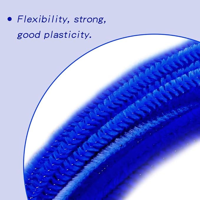 100 Pieces Pipe Cleaners Chenille Stem, Blue Pipe Cleaners Set for DIY Arts Crafts Decorations, Chenille Stems (Blue)