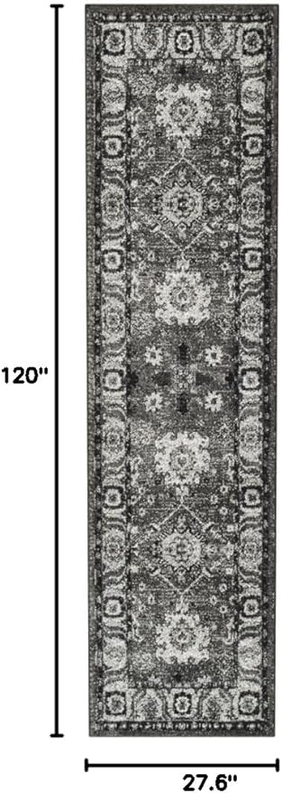 SAFAVIEH Vintage Hamadan Collection Runner Rug - 2'3" x 10', Grey & Black, Oriental Traditional Persian Design, Non-Shedding & Easy Care, Ideal for High Traffic Areas in Living Room, Bedroom (VTH214K)