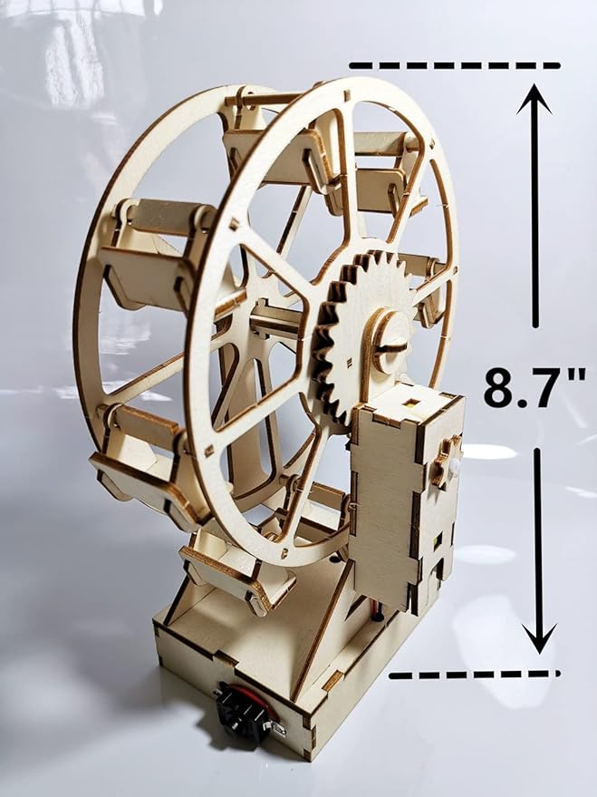 Electric Wooden Ferris Wheel Building Kit - DIY STEM Educational Toys for Girls and Boys - 3D Working Construction Scientific Model Kits - Engineering Assembly Project for Kids, Teens & Adults