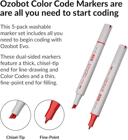 Color Coding Markers: Color Variety for Creative STEM Education, Ideal for Classroom & Home, Enhances Problem-Solving & Critical Thinking Skills, Suitable for Ages 6+, Dual-Sided, 5-Pack