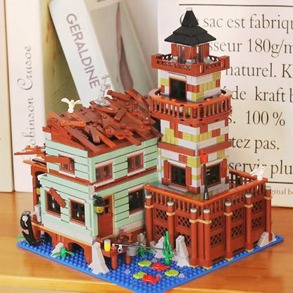 1881PCS Fishing Village Wood Cabin mini Building Blocks Toys with Led Lighting,Creative Ideals Fishing House Building Sets, Best Choice for 6+ Boys, Girls or Adults(Not Compatible with Lego)