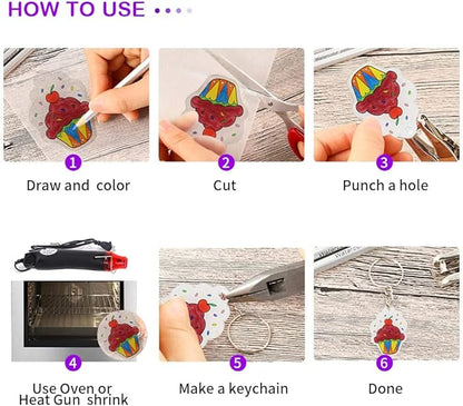 POPMISOLER 183 Pieces Shrink Plastic Kit DIY Ornaments or Creative Craft DIY Accessories Kit for All Ages Great Gift