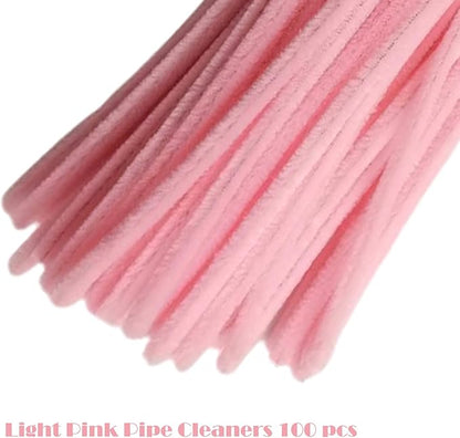 Swpohrat 100 Pieces Light Pink Pipe Cleaner Craft Set,Thick Fuzzy Chenille Stem Pipe Cleaners for DIY Craft Projects and Decorations