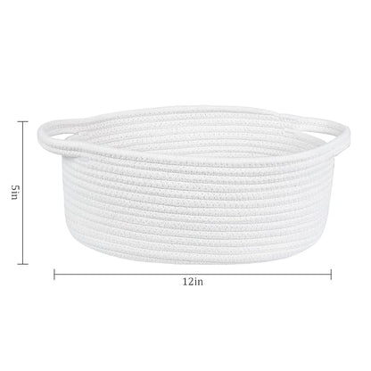 ABenkle Small Basket with Handles, Boho Decorative Rope Woven Dog Cat Toy Storage Bin Shelf Storage Organizer, Easter Christmas Gift Basket, 12"x8"x5", 2 Pack