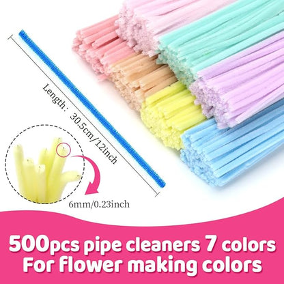 Praisebank Pipe Cleaners,500pcs Macaron Color Chenille Stems for DIY Projecets, Arts & Crafts Supplies for Festival Party Decorations