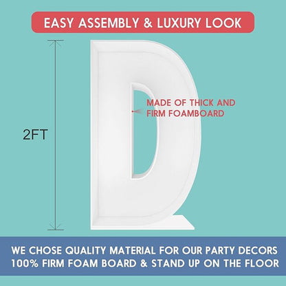 2FT Letter D Mosaic Balloon Frame Letter DIY Fillable Letters Kit for Birthday Party Wedding Backdrop Decor