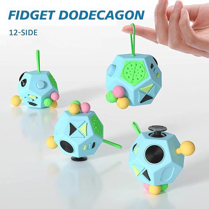 Fidget Dodecagon Cube-Easter Basket Stuffers 12 Sided Fidget Toy Cube for Kids and Adults 12 Sides Stress Relief Cube Fidgets Toys Travel Airplane Essentials for Boys Girls(B3 Blue Sky)