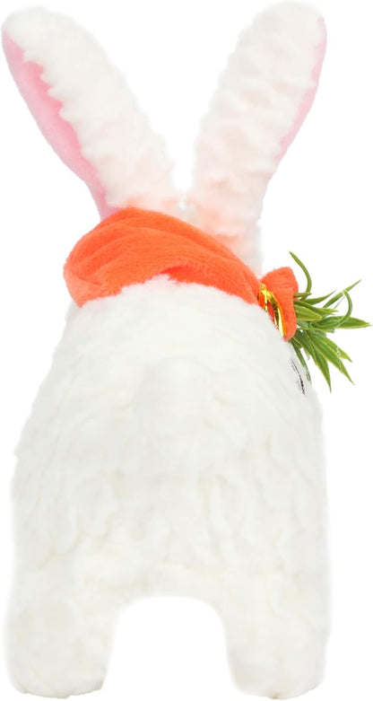 Hopearl Hopping Rabbit with LED Ears Carrot Backpack Interactive Plush Bunny Toy with Sounds Animated Walking Wiggle Light up Ears Twitch Nose Gift for Toddlers, White, 7''