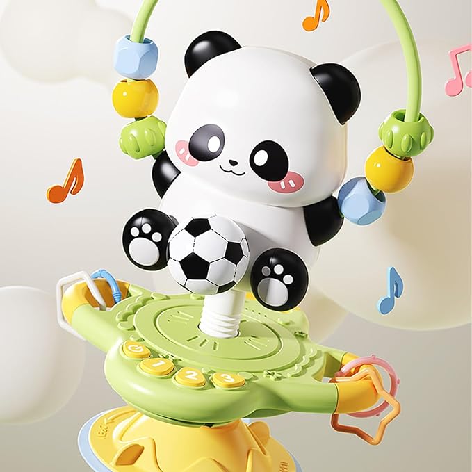 Baby Musical Toy, Panda Suction Cup High Chair Table Soother, Grip and Spin Toy, Interactive Development, Suitable for 10-36 Months, Baby Gift, Excellent Birthday Present Choice