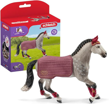 Schleich Horse Club Trakehner Mare Riding Tournament Horse Toy Figurine - Authentic Mare Horse Toy with Removable Blanket for Boys and Girls Imagination and Play, Gift for Kids Ages 5+
